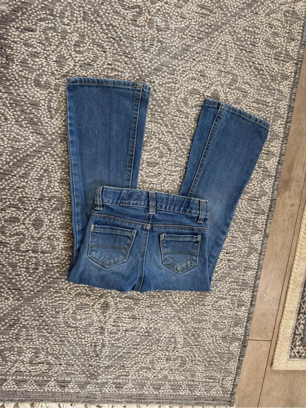 VTG Y2K OshKosh B'gosh Girls Boot Cut Slim Jeans Sz 5 Oshkosh Embroidered Pocket
